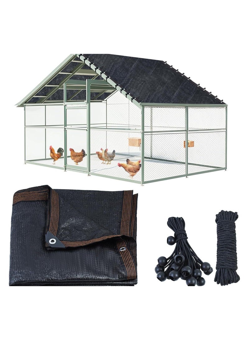 Black Chicken Coop Cover Shade Cloth for Summer Chicken Cages Cover with 20Pcs Ball Bungees Cords Sun Shade Netting Mesh - Image 1